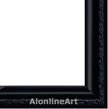 Alonline Art - בין הרי סיירה נבדה מאת אלברט Bierstadt | תמונה ממוסגרת שחורה מודפסת על בד כותנה, מחוברת ללוח הקצף | מוכן לתלות מסגרת | 29 x19 | יצירות אמנות פוסטר
